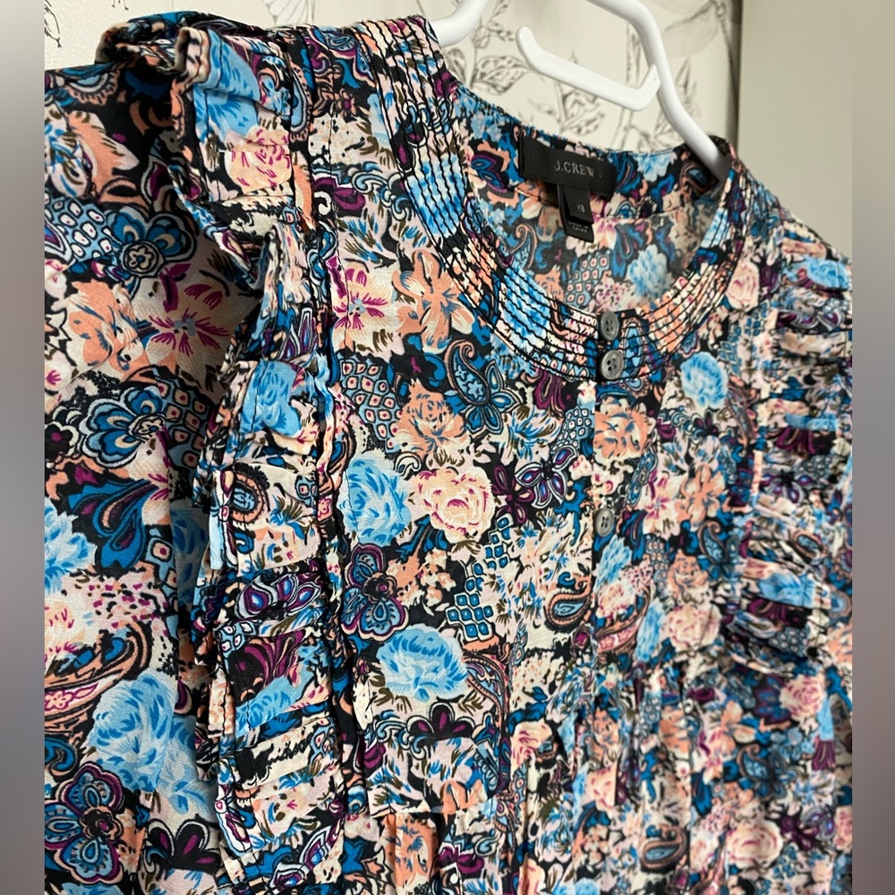 J. Crew Floral Ruffle Blouse P2P 19